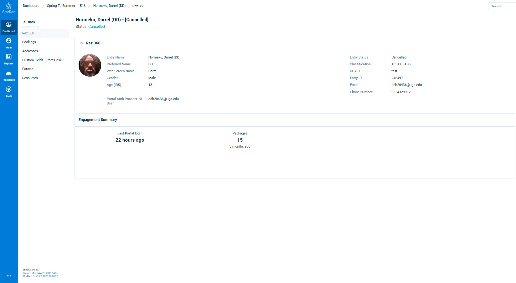 RA and RBA StarRez Permissions View